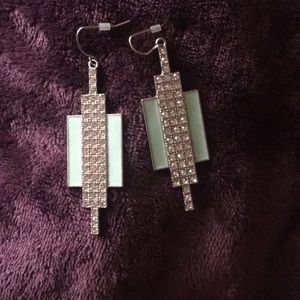 Retro mint and jewel earrings